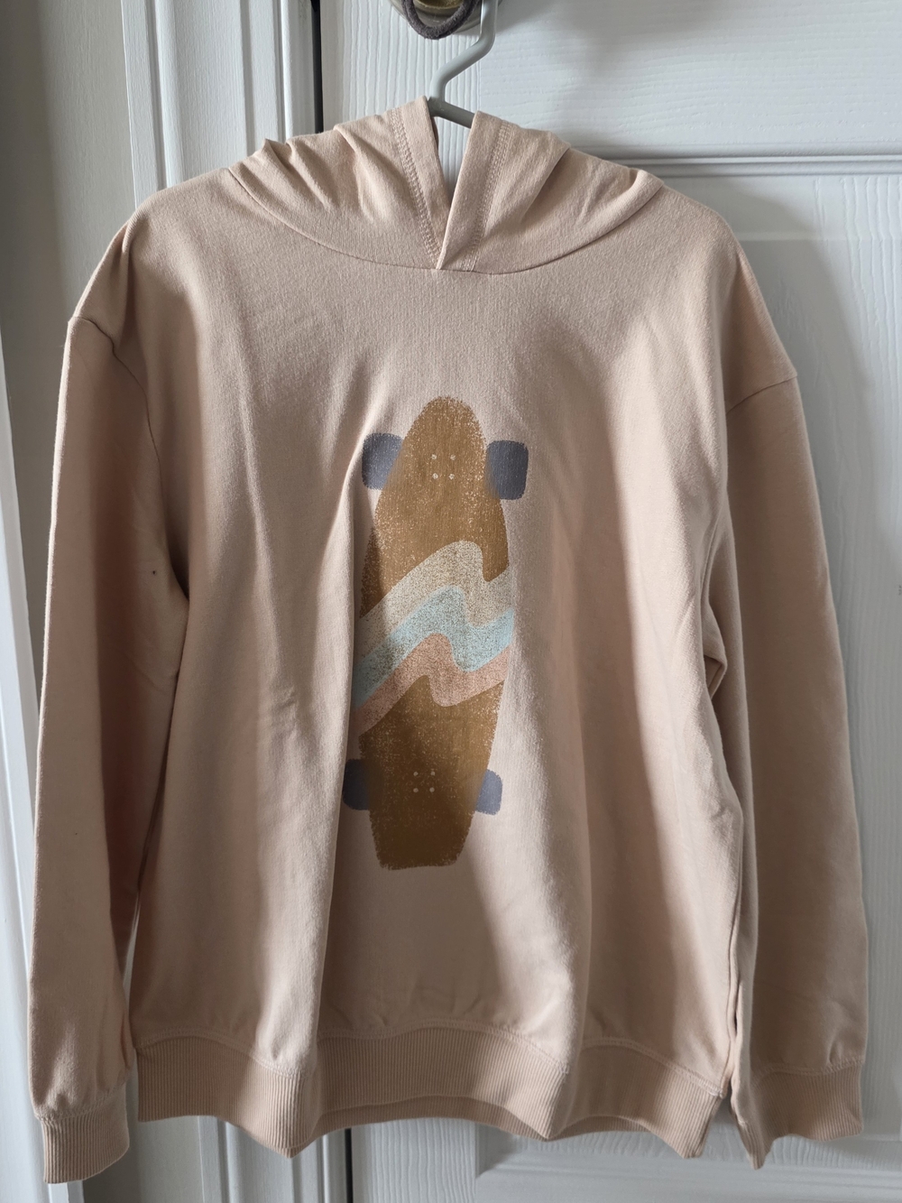 Kids Peach Graphic Hoodie Sweatshirt - Skateboard Design